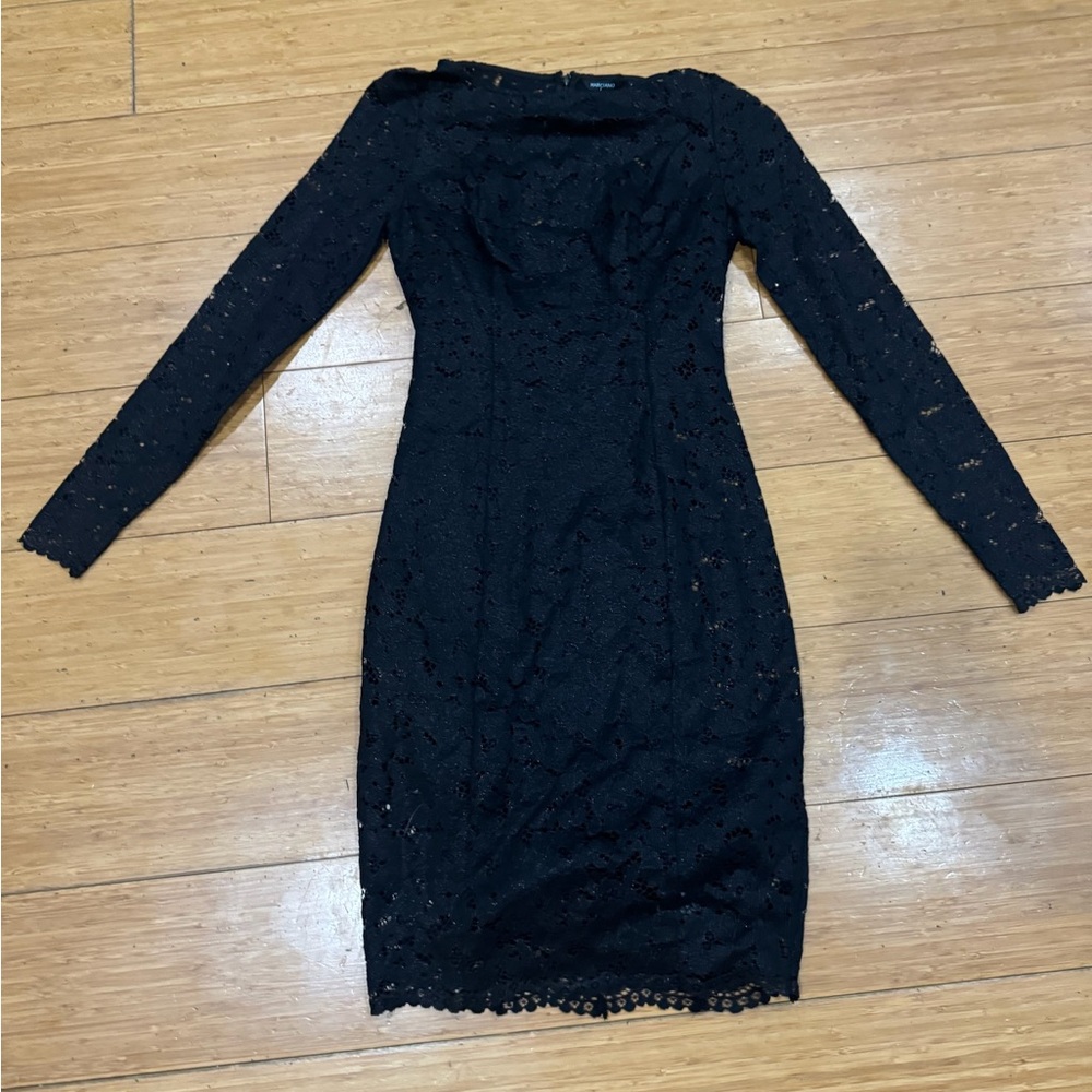 Marciano Black Long Sleeve Lace Dress